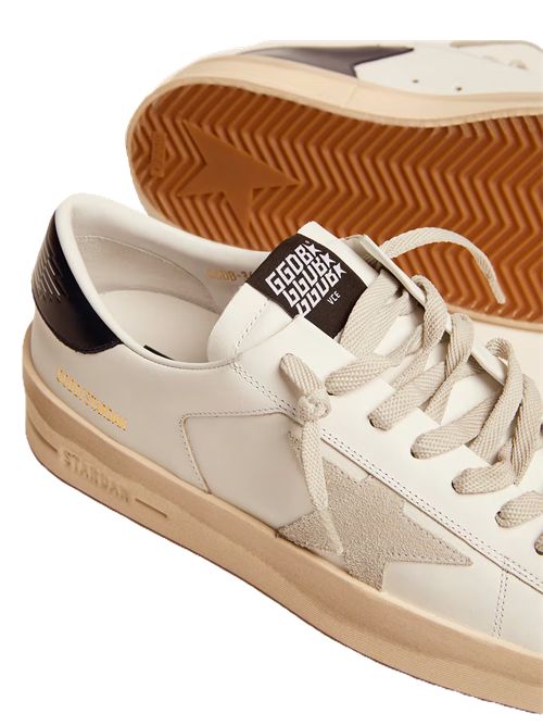 Stardan Uomo con stella in suede grigio ghiaccio e talloncino blu Golden Goose | GMF00128F00056710509 WHITE/ICE/BLUE